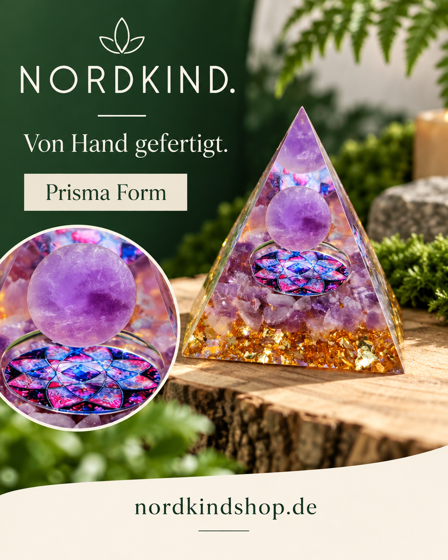 Prisma Form – Violett-Gold · Mandala
