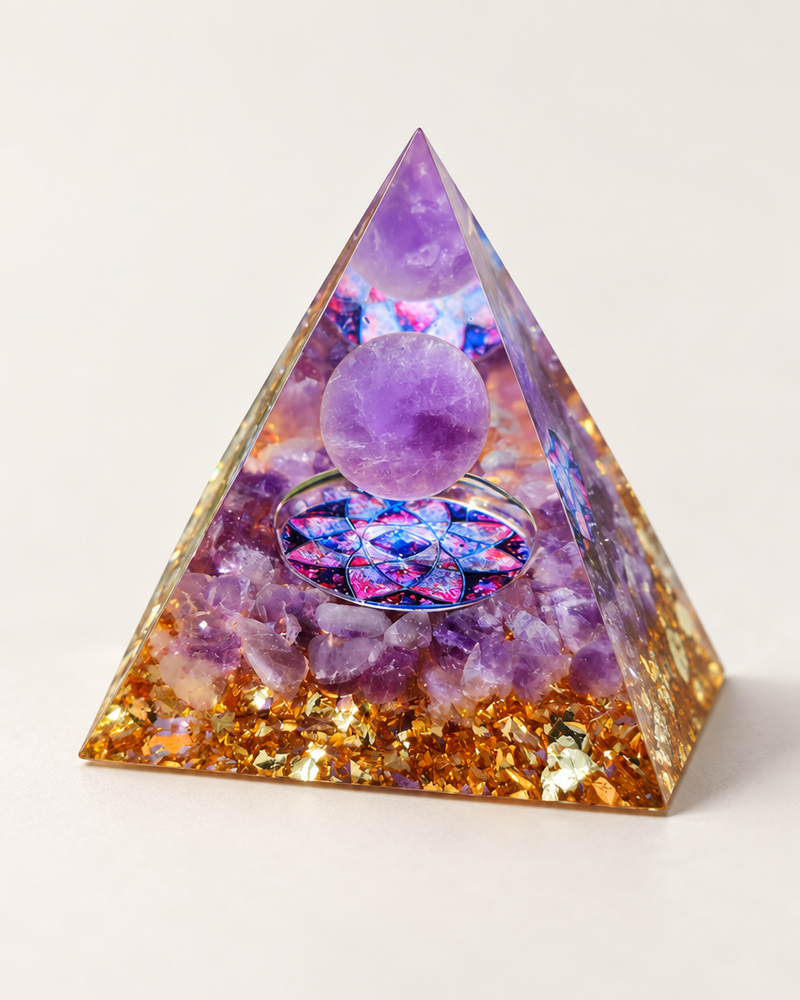 Prisma Form – Violett-Gold · Mandala