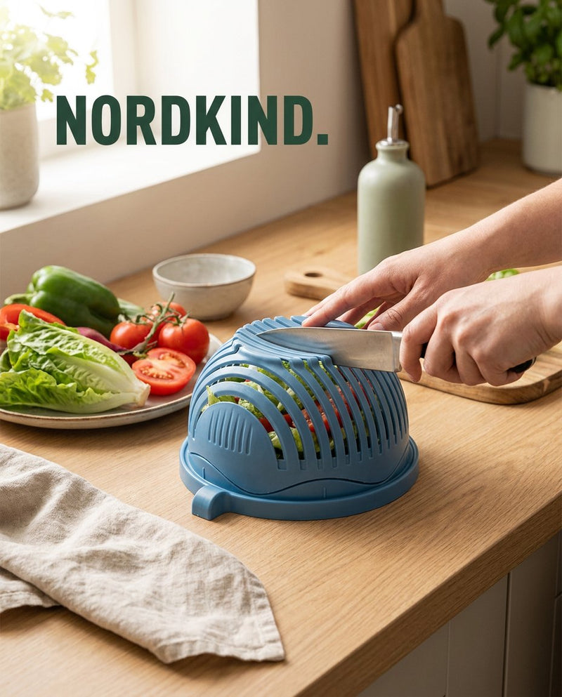 Salatschüssel mit Schneideführung